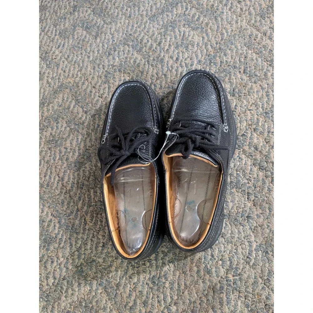 Dr. Comfort Patrick Mens 10.5 XW Black Leather Boat Shoes Therapeutic 8510